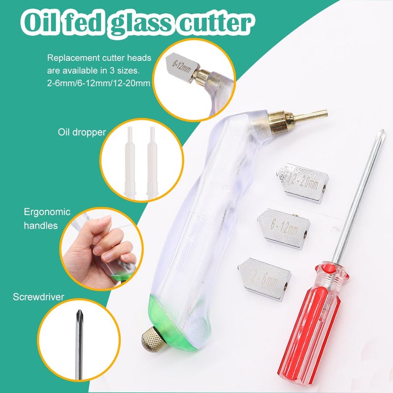 weideer 10pcs Glass Cutting Tool Kit - Glass Cutter, Running Pliers, Grozer Pliers, Oil Feed, Engraving Pen, Screwdriver - Image 4